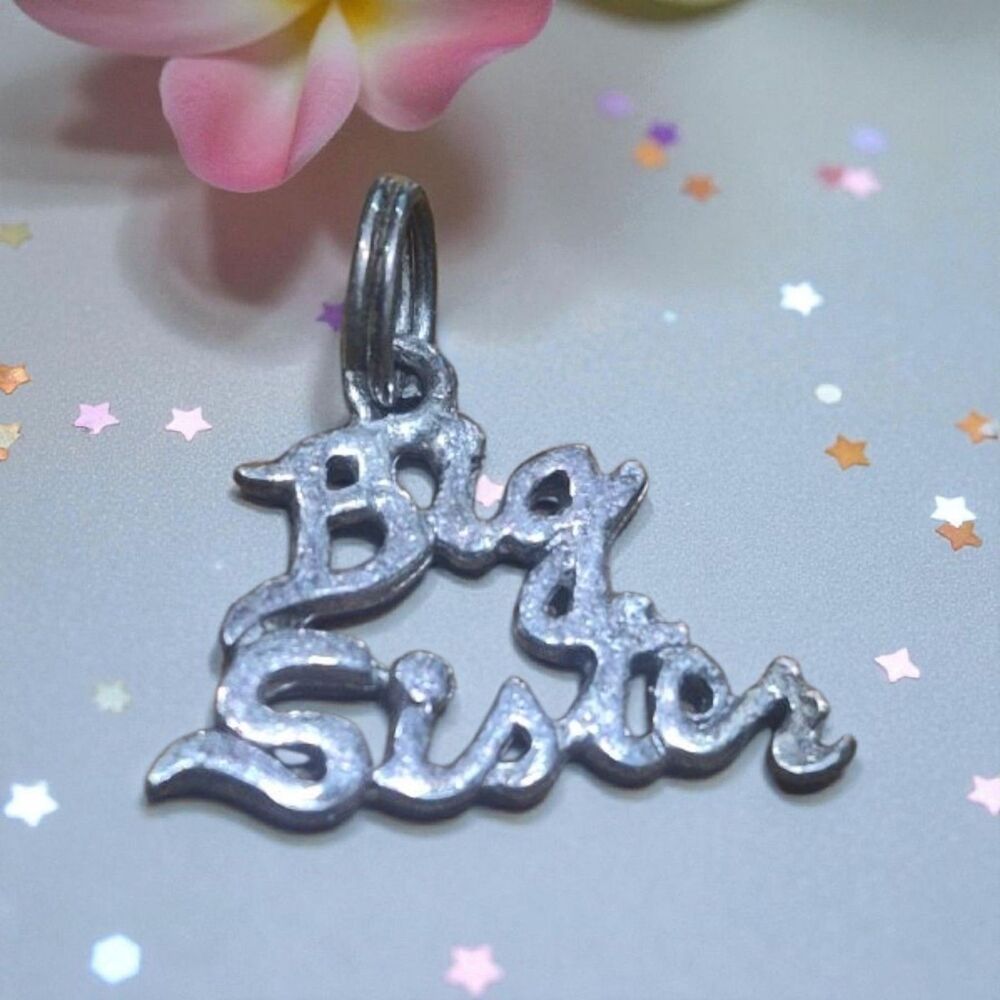 Vintage Sterling Silver Big Sister Pendant Charm 925